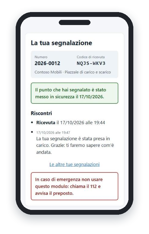 Sul telefono di chi ha segnalato: il punto è stato messo in sicurezza e la segnalazione è stata presa in carico